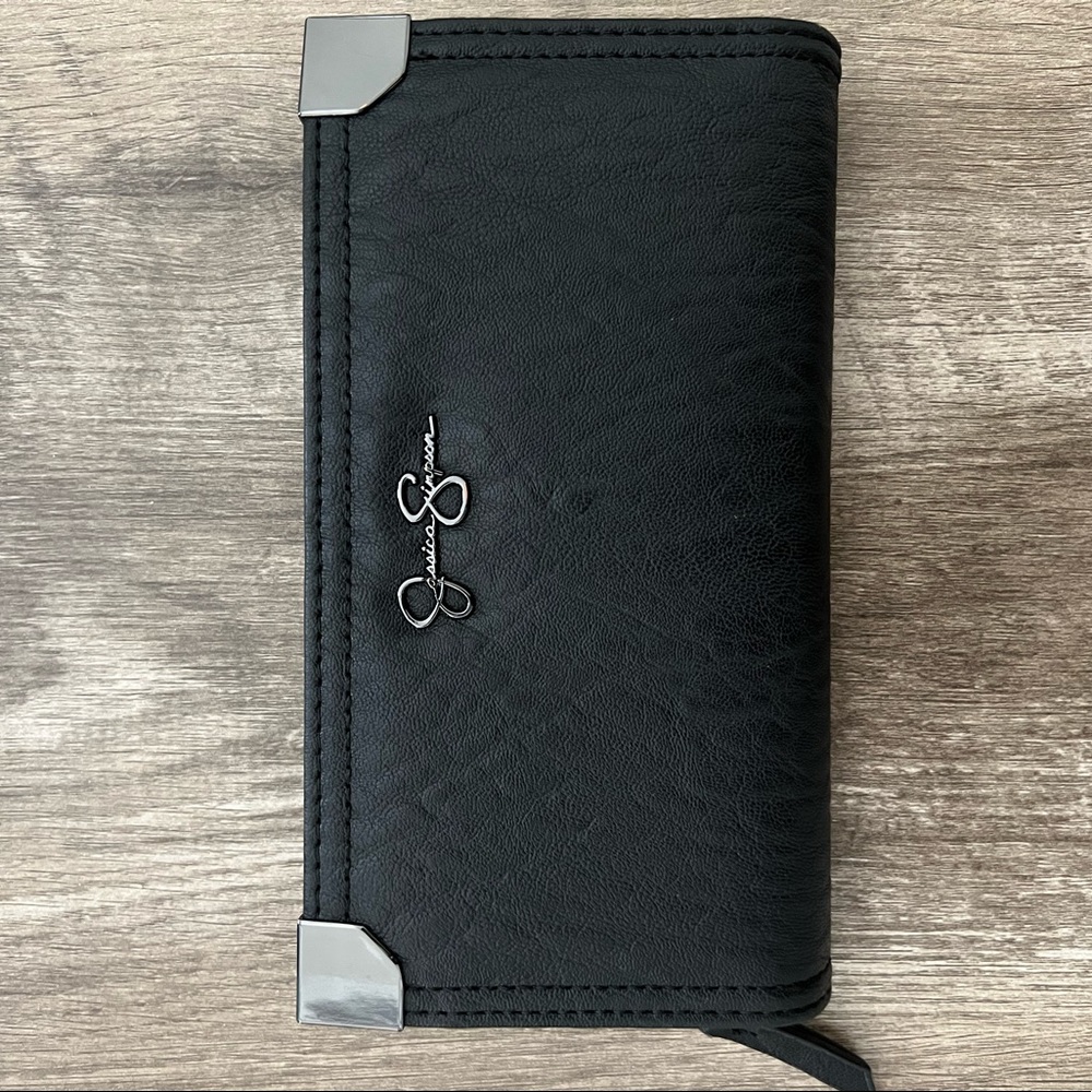 Jessica Simpson Zipper and Snap black wallet